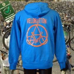 Velorution, homme sweat capuche bio-equitable bleu