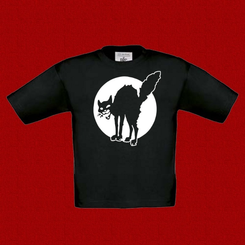 Chat Noir, t-shirt noir, enfant.