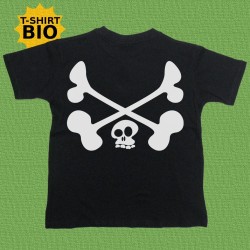 Tête de mort, t-shirt bio, enfant, noir.