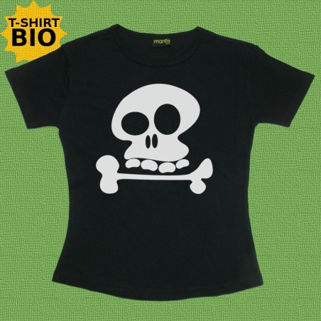 Tête de mort, t-shirt bio, Femme, noir