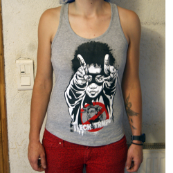 Anartisanart RNST fck trmp debardeur femme gris en coton bio