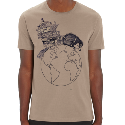 NIGLOBOHEM T-shirt masculin couleur noisette en coton bio-équitable