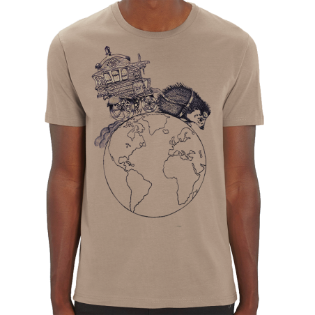 NIGLOBOHEM T-shirt masculin couleur noisette en coton bio-équitable
