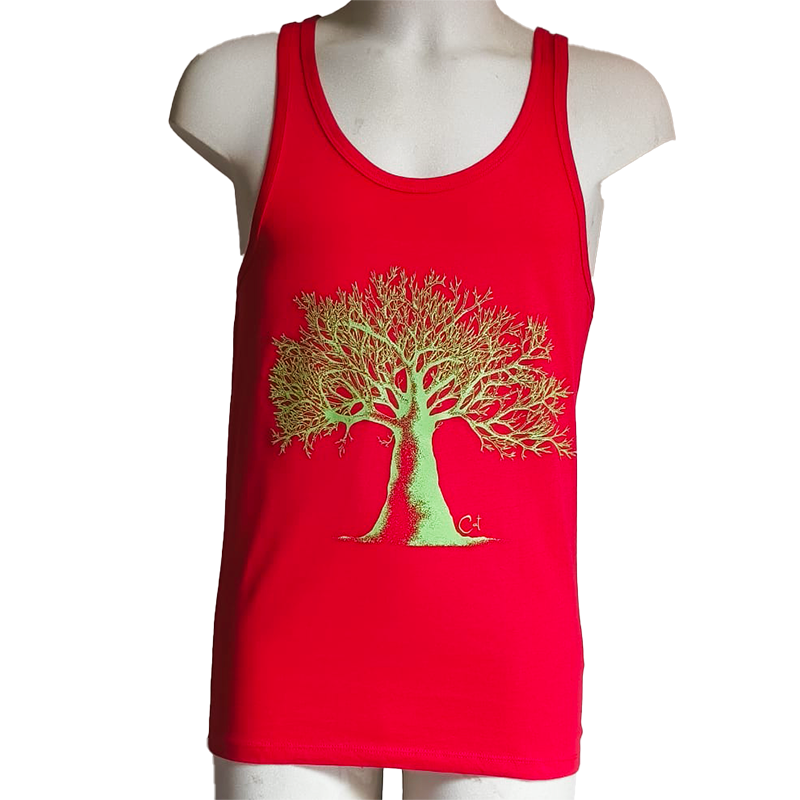 ANARTISANART ARBRE A CAT  débardeur rouge masculin en coton bio équitable